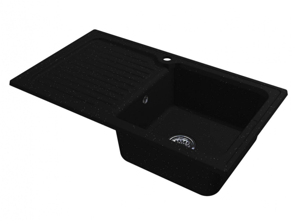 Мойка для кухни Miraggio Orlean 86,1х49,6 см с 1 отверстием чаша справа кварцевый песок Mirastone черный 0001283