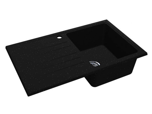 Мойка для кухни Miraggio Versal 75,8х46,2 см с 1 отверстием чаша справа кварцевый песок Mirastone черный 0001392