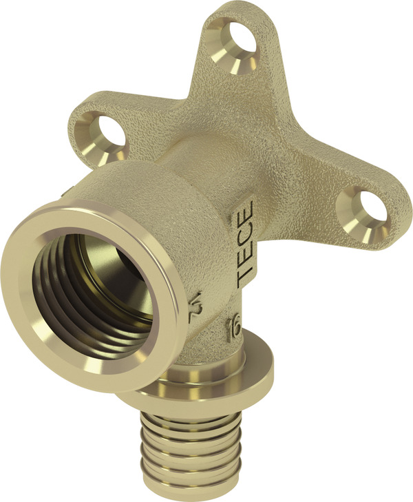 Угловое соединение TECE TECEflex с внутренней резьбой и настенным креплением 14хRp1/2 латунь 768514