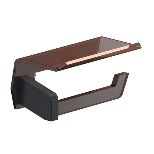Держатель для туалетной бумаги Sonia Luce с полочкой латунь/акриловое стекло черный/коричневый 182589