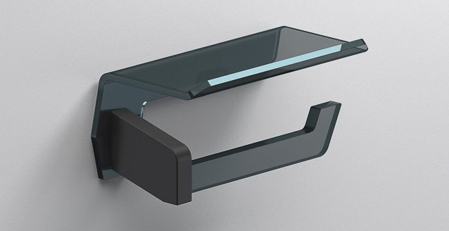 Держатель для туалетной бумаги Sonia Luce с полочкой латунь/акриловое стекло черный 182473