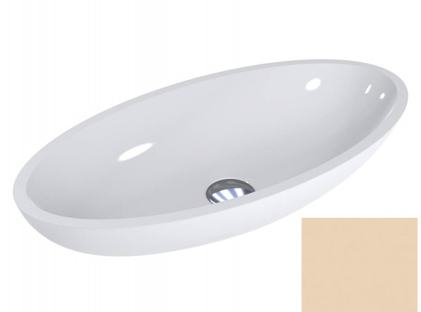 Раковина для ванної Miraggio Nice 59,5х29,7 см литої мармур Miramarble cвітла слонова кістка 0000323