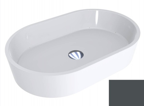 Раковина для ванной Miraggio Sorrento 55х35,1 см литой мрамор Miramarble антрацитово-серый 0000351