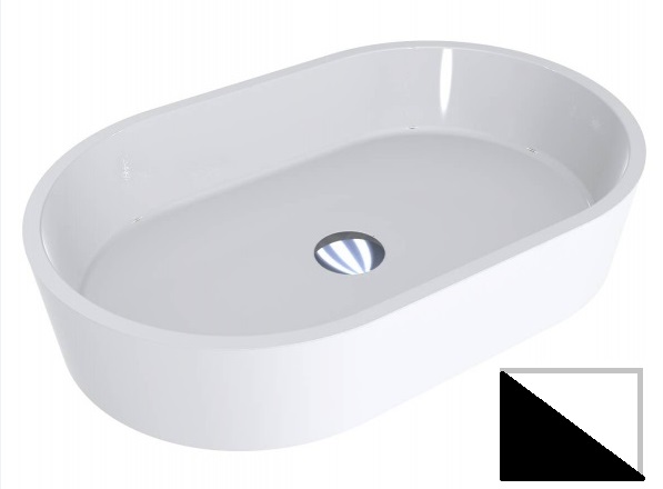 Раковина для ванной Miraggio Sorrento 55х35,1 см литой мрамор Miramarble белый/черный матовый 0000621