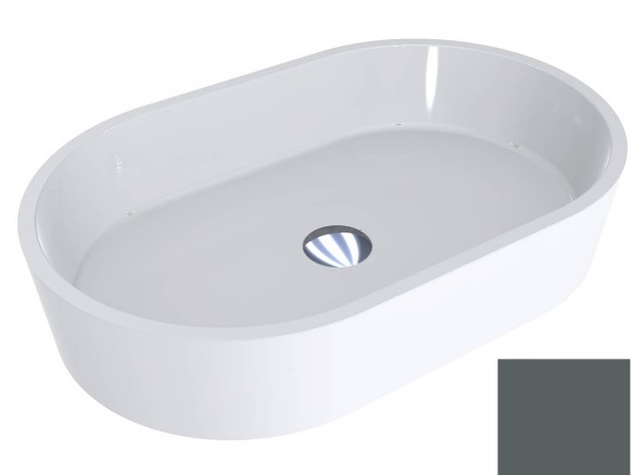 Раковина для ванной Miraggio Sorrento 55х35,1 см литой мрамор Miramarble базальтово-серый матовый 0000968