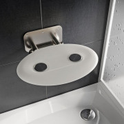 Сидіння для душу Ravak Ovo P II Опал напівпрозорий білий/нержавіюча сталь B8F0000049