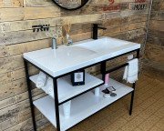 Тумба Snail Сицилия с раковиной Феникс 100х50 см металл/литьевой мрамор 1000LOFT159