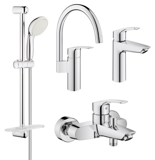 Комплект змішувачів для ванної Grohe Eurosmart New 4 в 1 з душовим набором хром UA123248MK