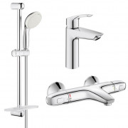 Комплект смесителей для ванной Grohe Eurosmart New + Grohtherm 1000 с душевым набором хром UA34101TM0