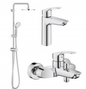 Комплект смесителей для ванной Grohe Eurosmart New 3 в 1 с душевым набором хром UA123389M0