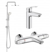 Комплект смесителей для ванной Grohe Eurosmart New + Grohtherm 1000 с душевым набором хром UA34102TS0
