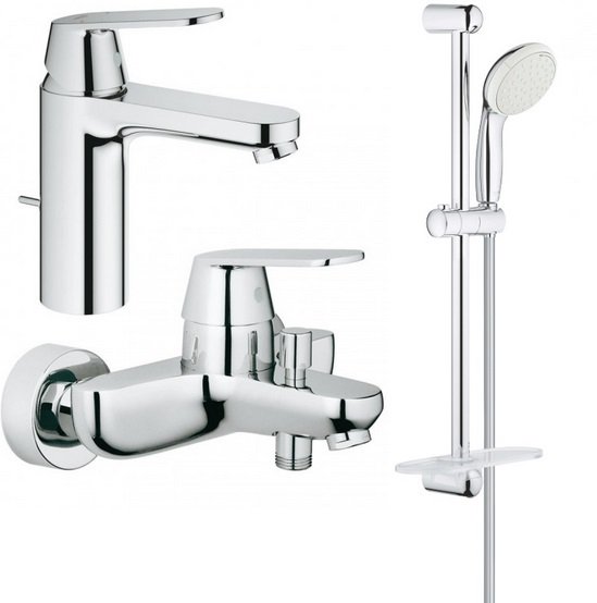 Комплект смесителей для ванной Grohe Eurosmart Cosmopolitan 3 в 1 с душевым набором хром UA126112M0