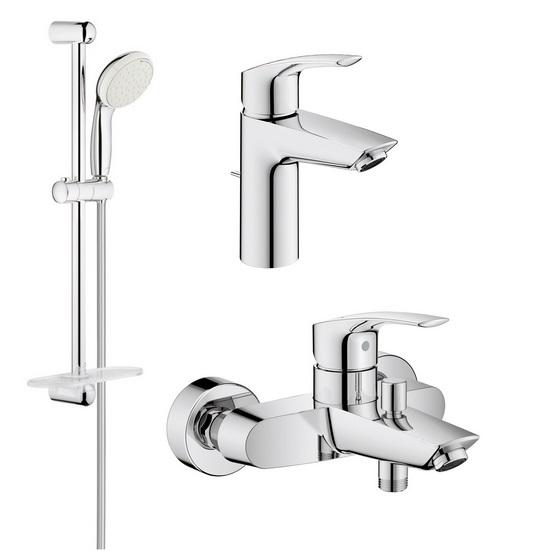 Комплект змішувачів для ванної Grohe Eurosmart New 3 в 1 зі штангою хром UA123238S0