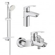 Комплект смесителей для ванной Grohe Eurosmart New 3 в 1 с душевым набором хром UA123238S0