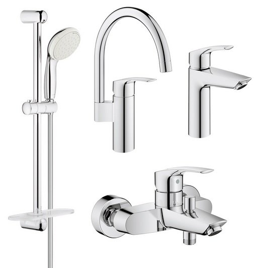 Комплект смесителей для ванной Grohe Eurosmart New 4 в 1 с душевым набором хром UA123248MK