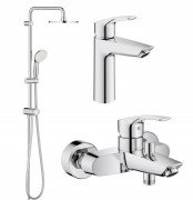 Комплект смесителей для ванной Grohe Eurosmart New 3 в 1 с душевым набором хром UA123389M0