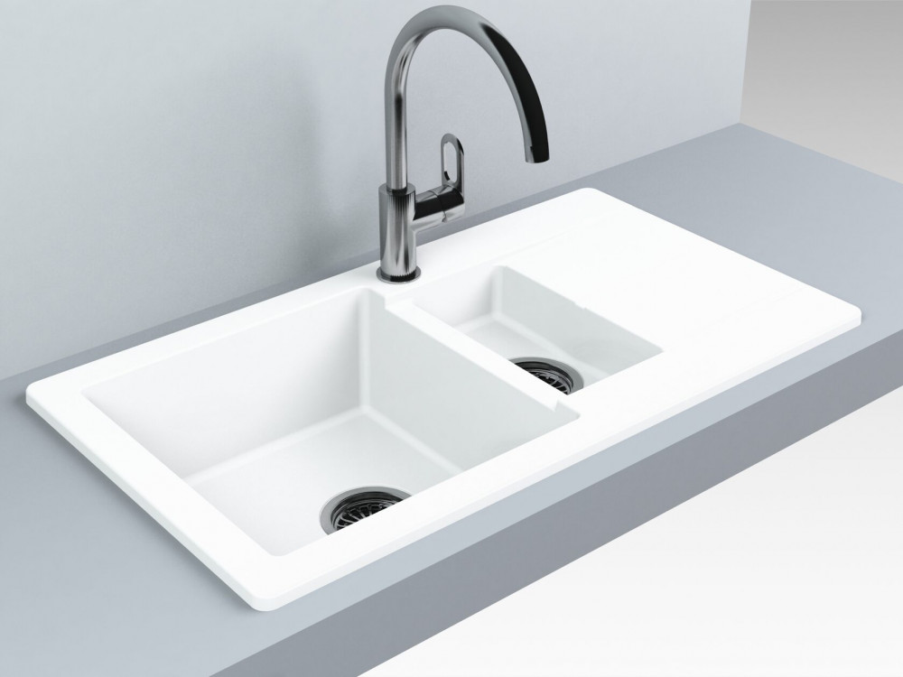 Мойка для кухни Fancy Marble Alabama 77х43 см искусственный гранит белый 107080001