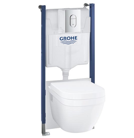 Система инсталляции Grohe Solido 5 в 1 с подвесным унитазом Euro Ceramic сиденьем и клавишей 39700000