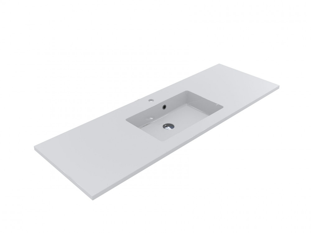 Раковина для ванної Fancy Marble Linda 150х50 см штучний камінь білий 9515101