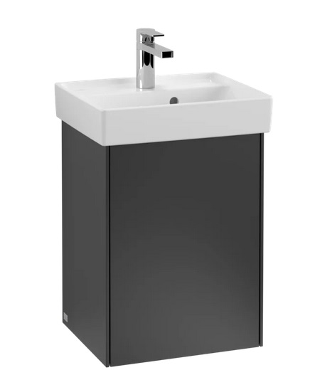 Тумба под раковину Villeroy & Boch Collaro 41х34,4 см петли слева МДФ черный матовый лак C00500PD