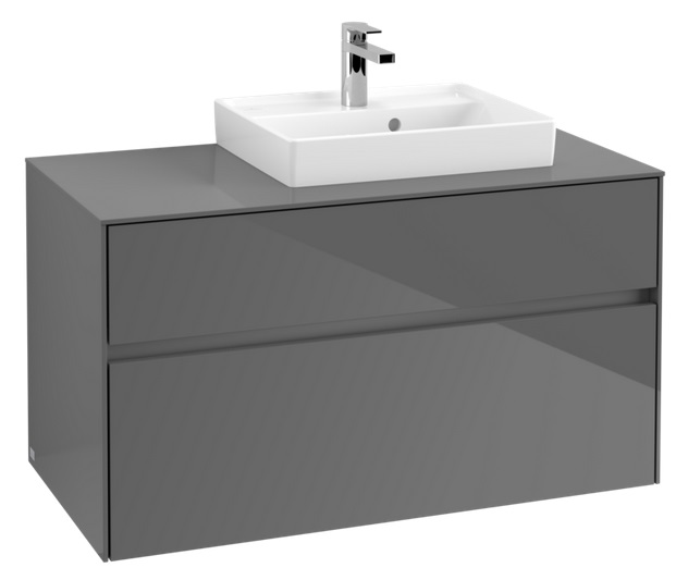 Тумба под раковину Villeroy & Boch Collaro 100х50 см МДФ глянцевый серый C01500FP