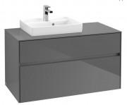 Тумба под раковину Villeroy & Boch Collaro 100х50 см МДФ глянцевый серый C01400FP