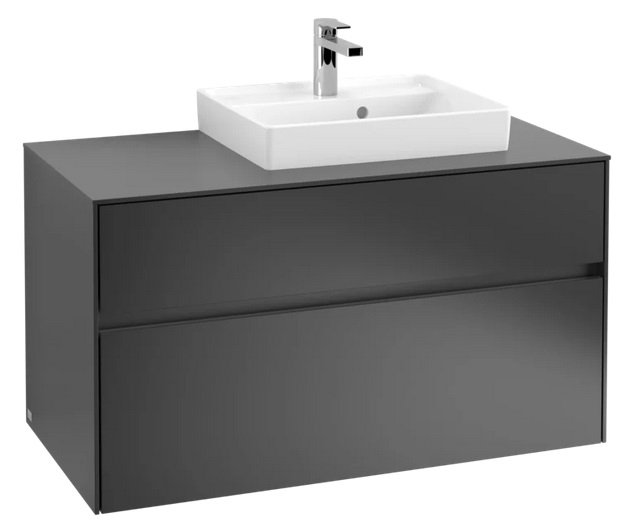 Тумба під раковину Villeroy&Boch Collaro 100х50 см МДФ чорний матовий лак C01500PD