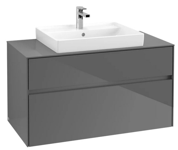 Тумба під раковину Villeroy&Boch Collaro 100х50 см МДФ глянсовий сірий C01900FP
