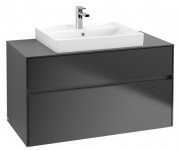 Тумба під раковину Villeroy&Boch Collaro 100х50 см МДФ чорний матовий лак C01900PD