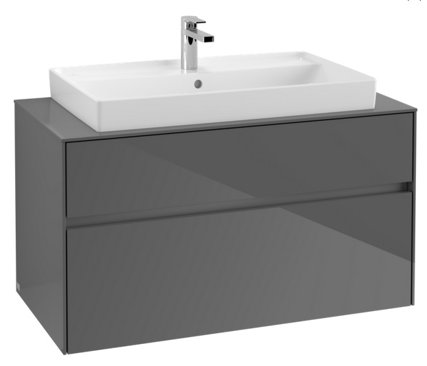 Тумба под раковину Villeroy & Boch Collaro 100х50 см МДФ глянцевый серый C02000FP