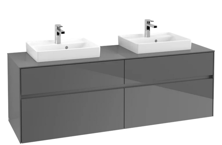 Тумба под раковину Villeroy & Boch Collaro 160х50 см МДФ глянцевый серый C02100FP