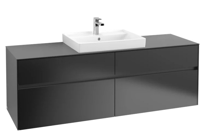 Тумба под раковину Villeroy & Boch Collaro 160х50 см МДФ черный матовый лак C02500PD