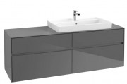 Тумба під раковину Villeroy&Boch Collaro 160х50 см МДФ глянсовий сірий C02700FP