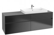 Тумба під раковину Villeroy&Boch Collaro 160х50 см МДФ чорний матовий лак C02700PD