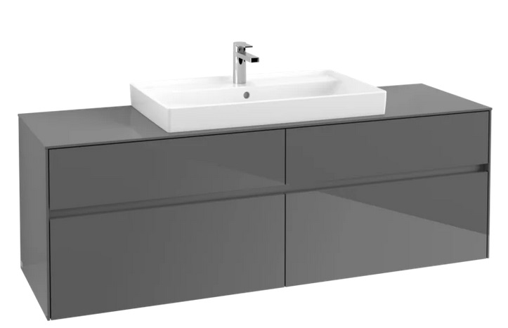 Тумба под раковину Villeroy & Boch Collaro 160х50 см МДФ глянцевый серый C02800FP