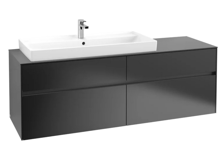 Тумба под раковину Villeroy & Boch Collaro 160х50 см МДФ черный матовый лак C02900PD