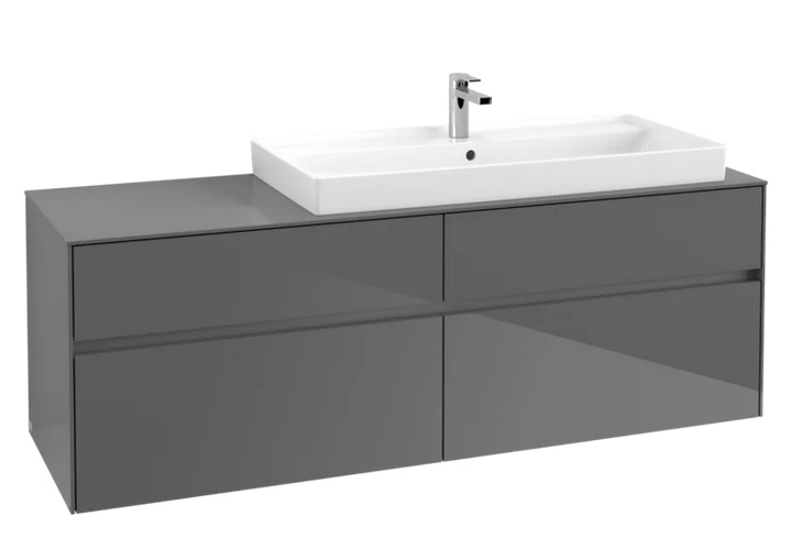 Тумба под раковину Villeroy & Boch Collaro 160х50 см МДФ глянцевый серый C03000FP