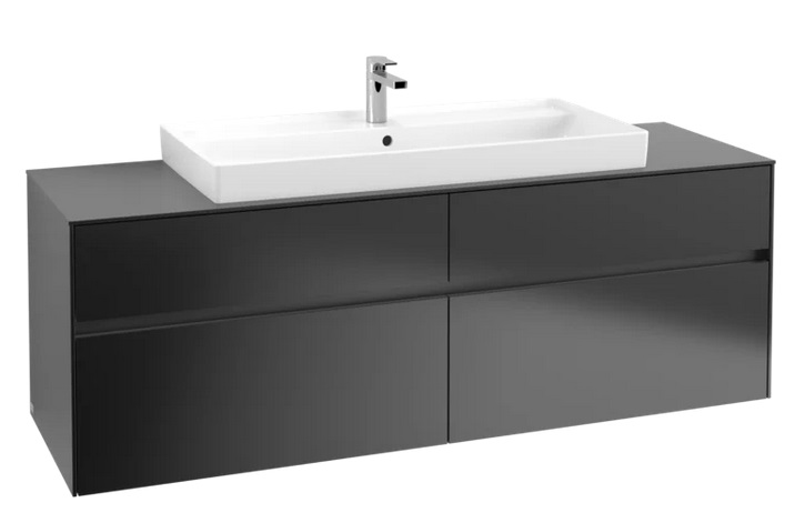Тумба під раковину Villeroy & Boch Collaro 160х50 см МДФ чорний матовий лак C03100PD