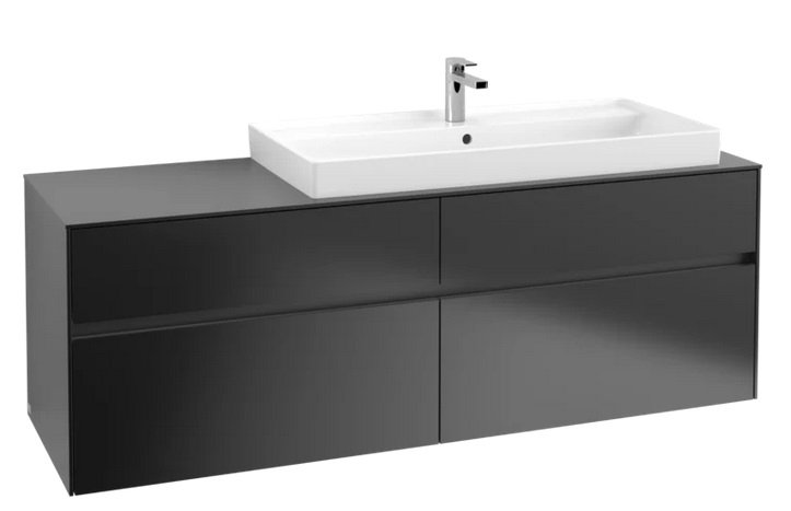 Тумба під раковину Villeroy & Boch Collaro 160х50 см МДФ чорний матовий лак C03000PD