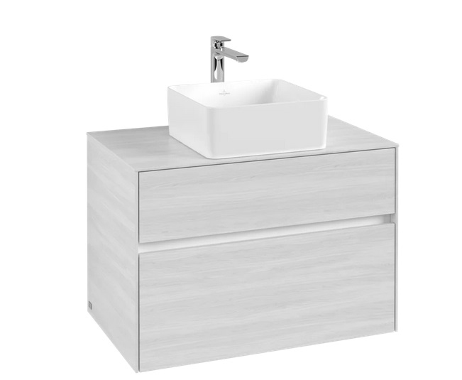 Тумба під раковину Villeroy&Boch Collaro 80х50 см ДСП біле дерево C03700E8