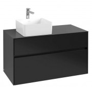 Тумба під раковину Villeroy&Boch Collaro 100х50 см МДФ чорний матовий лак C03900PD