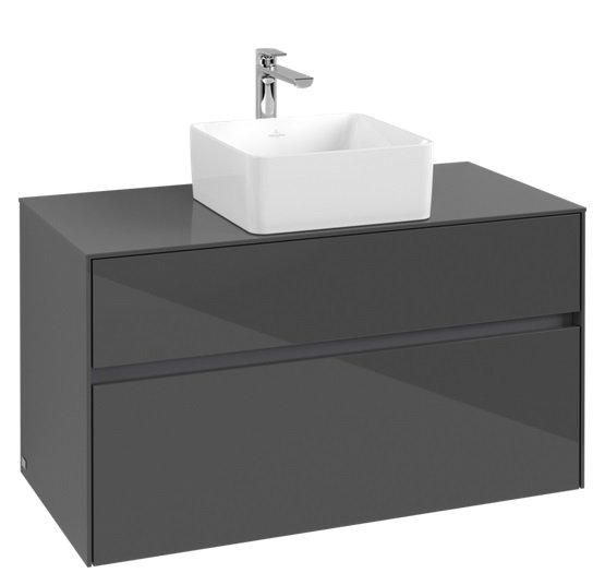 Тумба під раковину Villeroy&Boch Collaro 100х50 см МДФ глянсовий сірий C03800FP