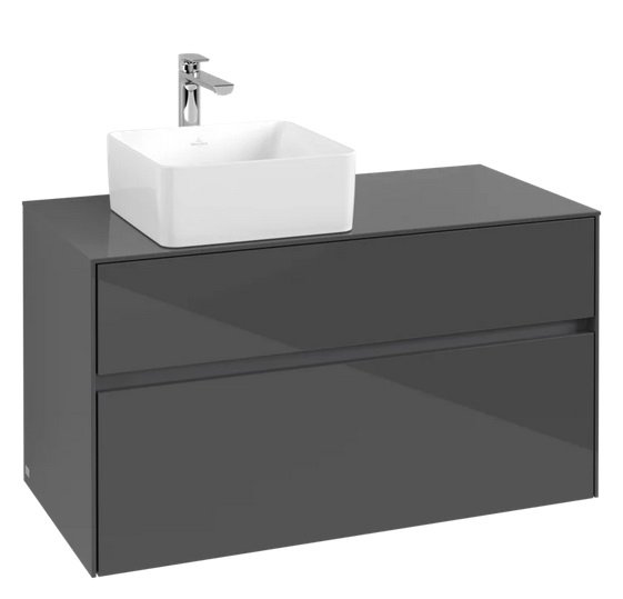 Тумба под раковину Villeroy & Boch Collaro 100х50 см МДФ глянцевый серый C03900FP