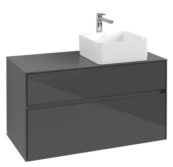 Тумба під раковину Villeroy&Boch Collaro 100х50 см МДФ глянсовий сірий C04000FP