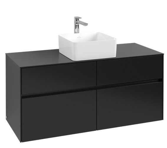 Тумба під раковину Villeroy&Boch Collaro 120х50 см МДФ чорний матовий лак C04100PD