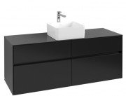 Тумба під раковину Villeroy&Boch Collaro 140х50 см МДФ чорний матовий лак C04500PD