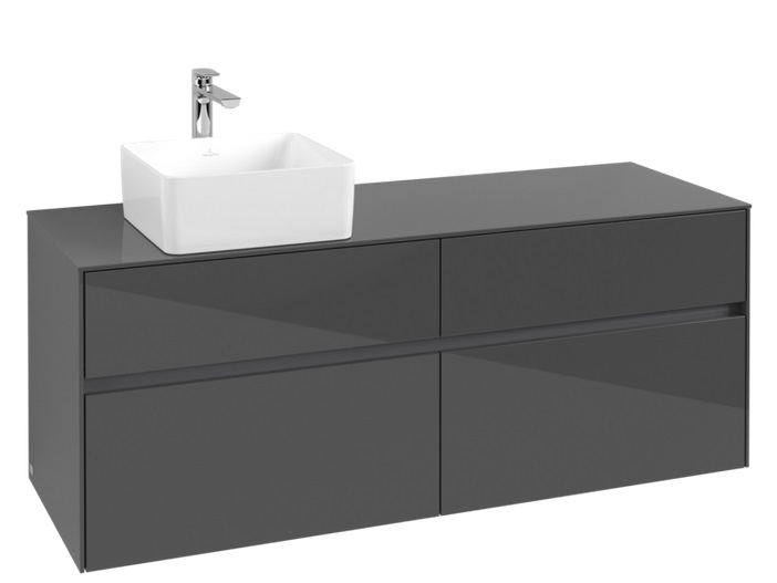 Тумба под раковину Villeroy & Boch Collaro 140х50 см МДФ глянцевый серый C04600FP