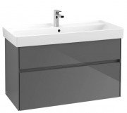 Тумба під раковину Villeroy & Boch Collaro 95,4х44,4 см із підсвічуванням МДФ глянсовий сірий C011B0FP