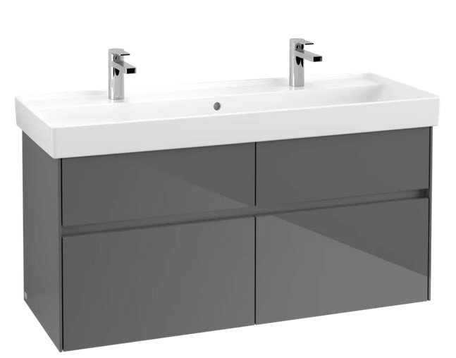 Тумба під раковину Villeroy & Boch Collaro 115,4 х44, 4 см з підсвічуванням МДФ глянсовий сірий C012B0FP