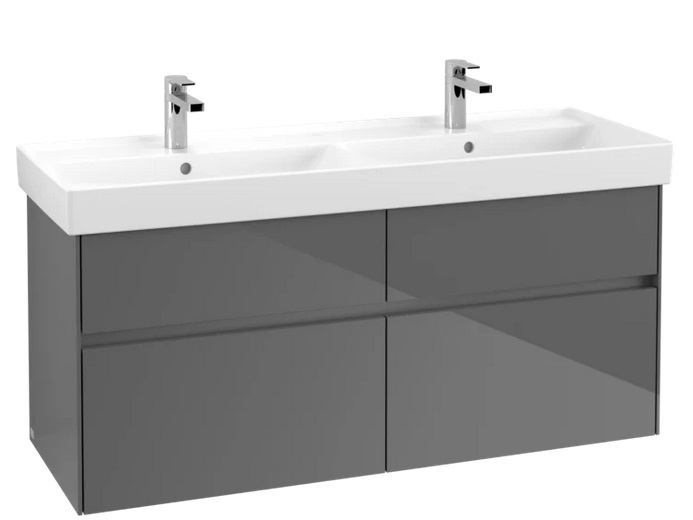 Тумба под раковину Villeroy & Boch Collaro 125,4х44,4 см с подсветкой МДФ глянцевый серый C013B0FP